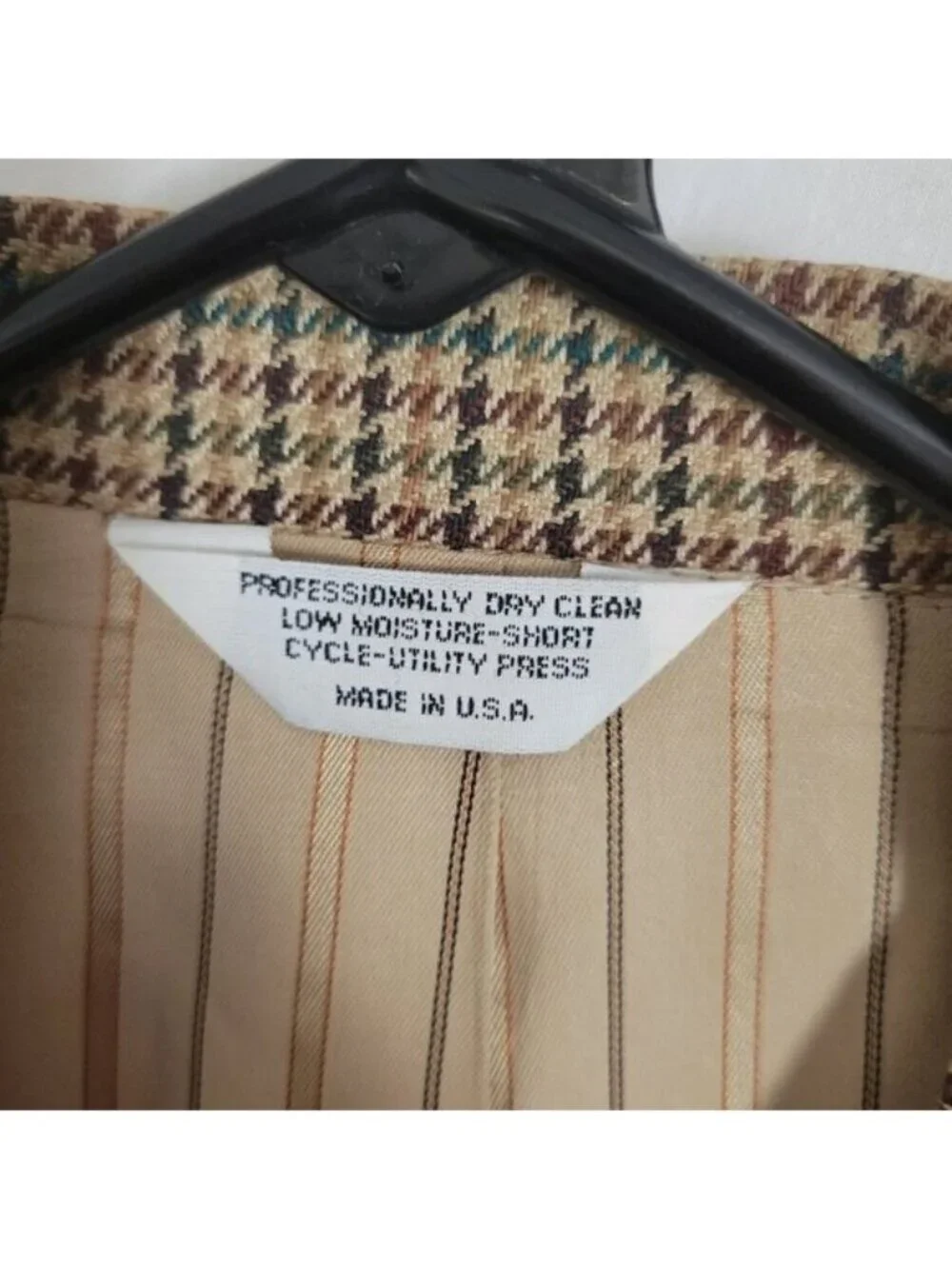 Hunting Horn J. Riggings Sport Coat Jacket Houndstooth Men's 42R Poly Wool Silk